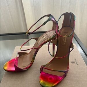 Aquazurra metallic multi colour heel sandals size 37